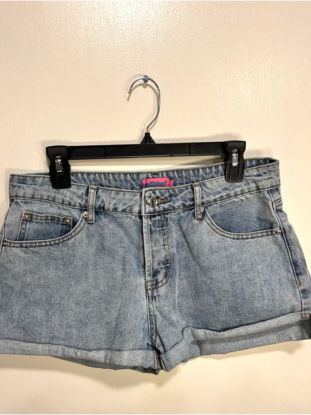 Edikted Light Blue Denim Roll-Cuff Jean Shorts